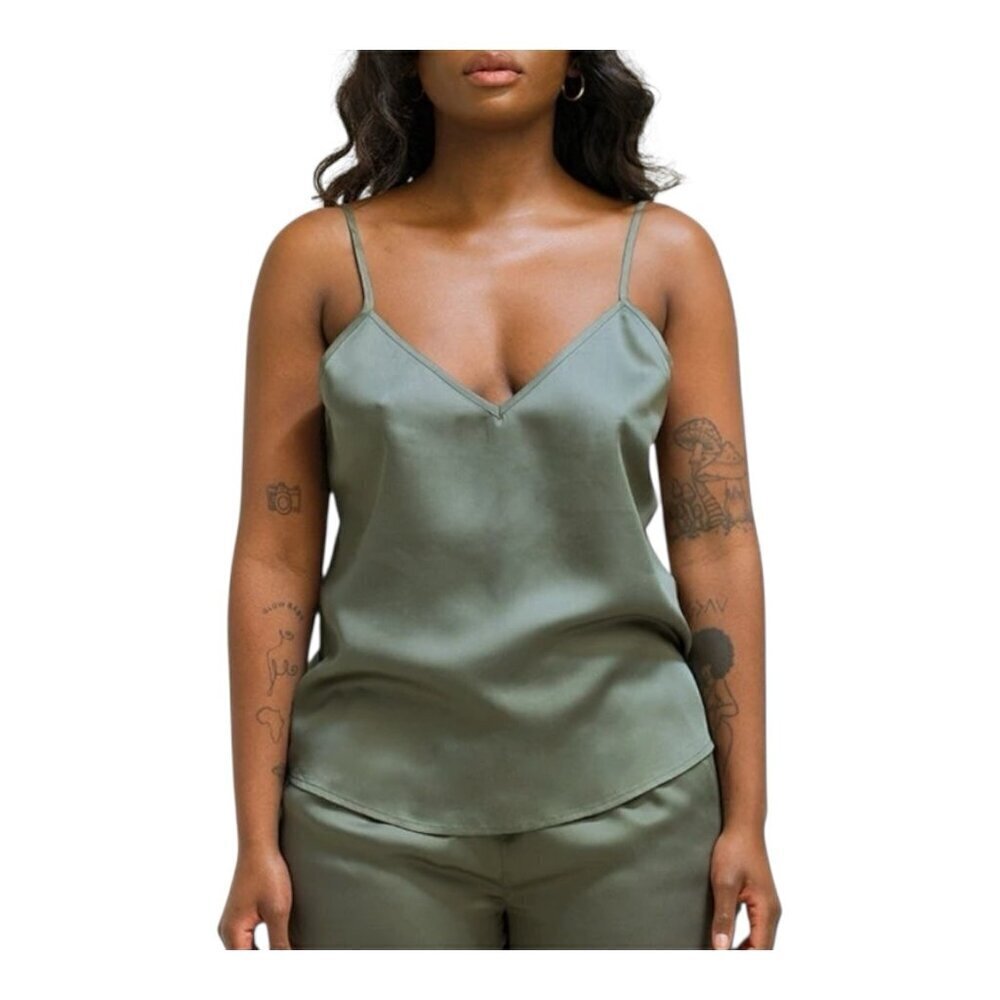 Ettitude Bamboo Moss Size XL V-Neck Adjustable Strap Sateen Sleep Camisole